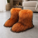 Bota Feminina com Pele de Raposa Peluda - Quente, Elegante e Macia para Inverno