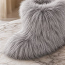 Bota Feminina com Pele de Raposa Peluda - Quente, Elegante e Macia para Inverno